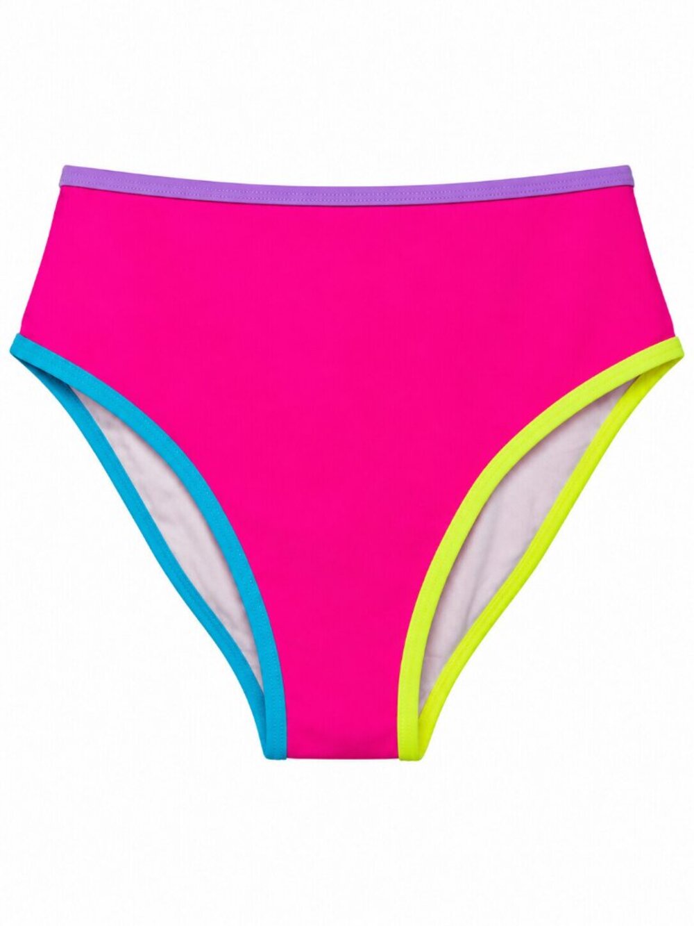 POPVIL Hot Pink High Waist Bikini Bottom Colorblock Trim NWT Size S